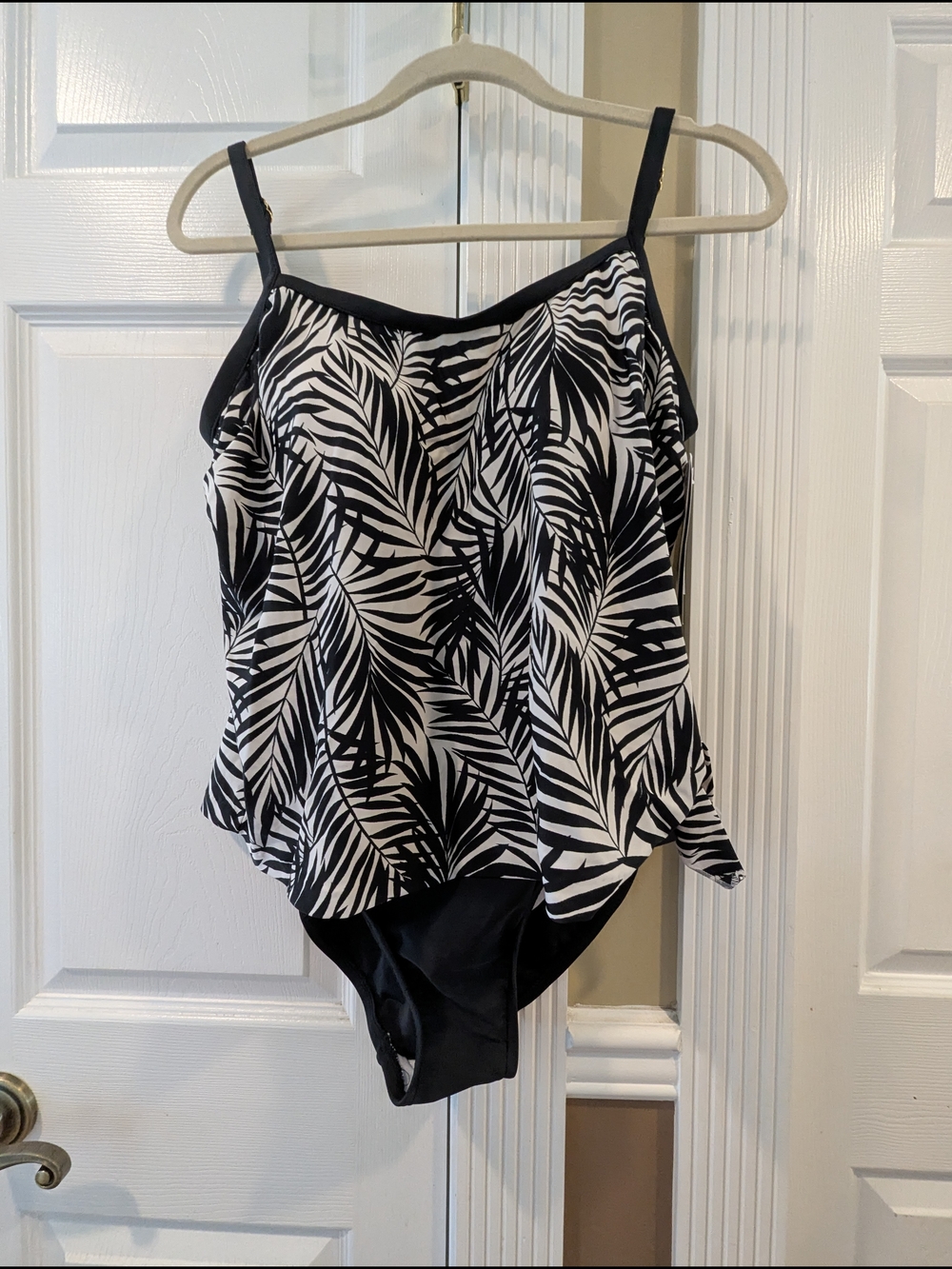 Maxine of Hollywood Black and White Palm-Print One-Piece Swimsuit
